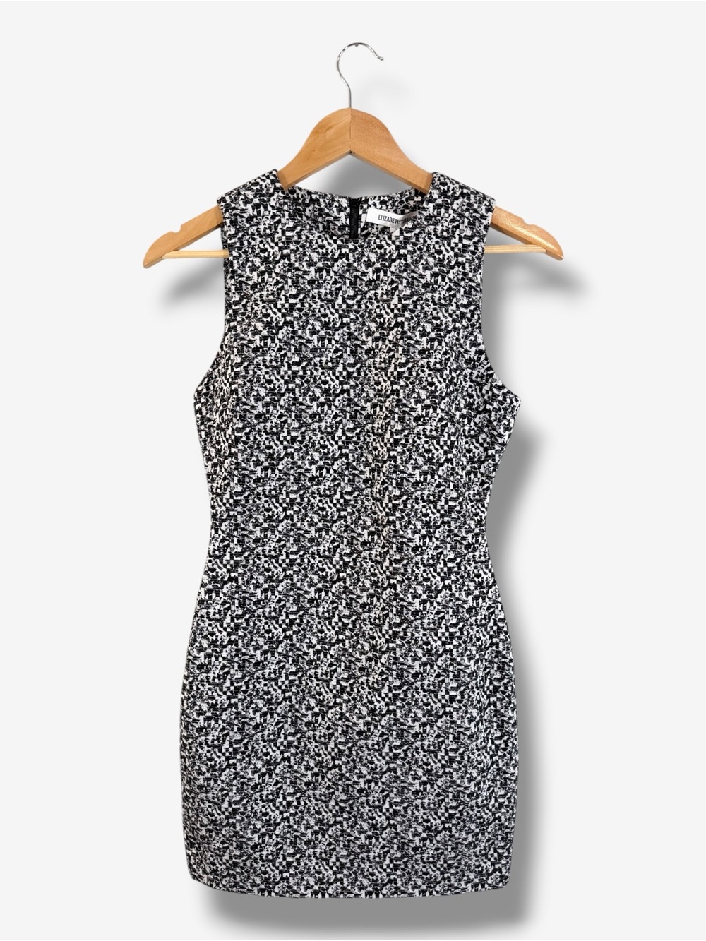 Elizabeth and James Black White Sheath Mini Dress Size 2 Jacquard Nadia Textured